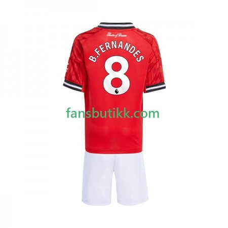 Fotballdrakt Manchester United Bruno Fernandes 8 Barn Hjemmetrøye 2025-2026 Kortermet